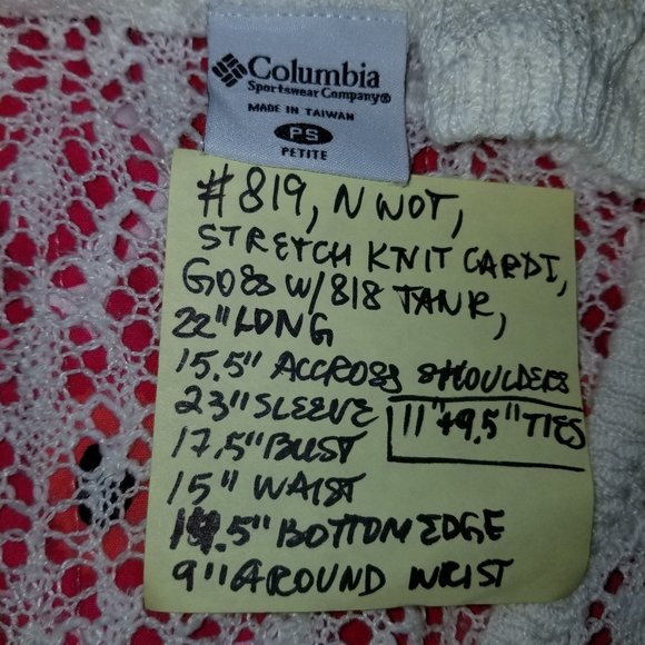 🌍#819 NWOT Columbia PS White Eyelet Cotton Cardigan - Picture 6 of 16